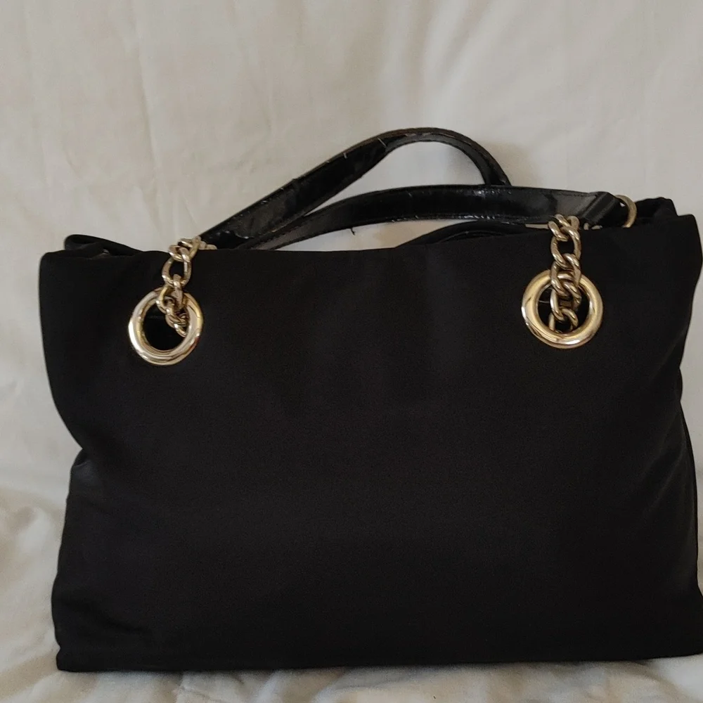 Kate Spade Elena Black Nylon & Patent Leather Shoulder Hobo Handbag - Picture 4 of 11